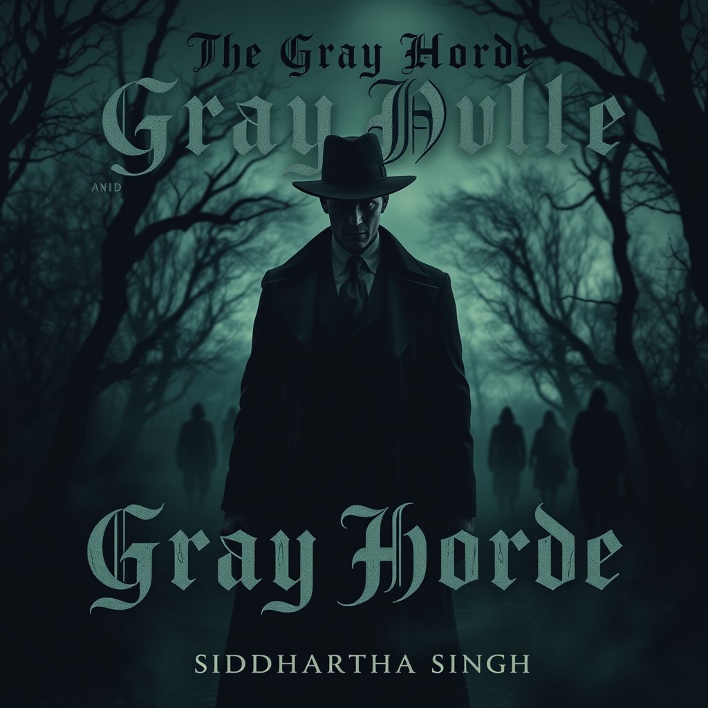 A dark and atmospheric book cover for 'The Gray Horde' by Siddhartha Singh