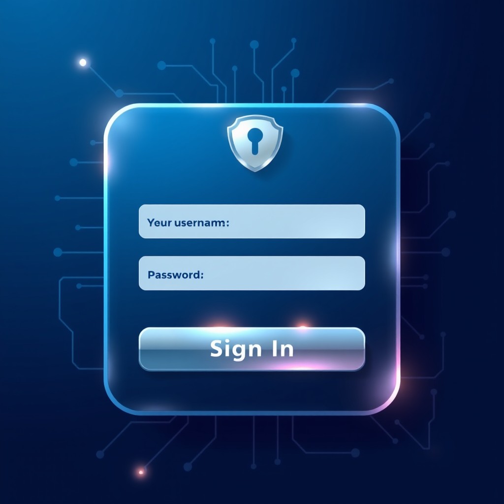 An illustration depicting a secure app sign-in interface with a sleek and modern design