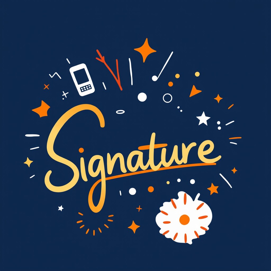 A whimsical doodle illustration showcasing the concept of a digital signature