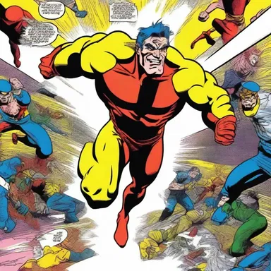 The artist used antithetically contrasting colors in the comic book to create a sense of excitement and movement.