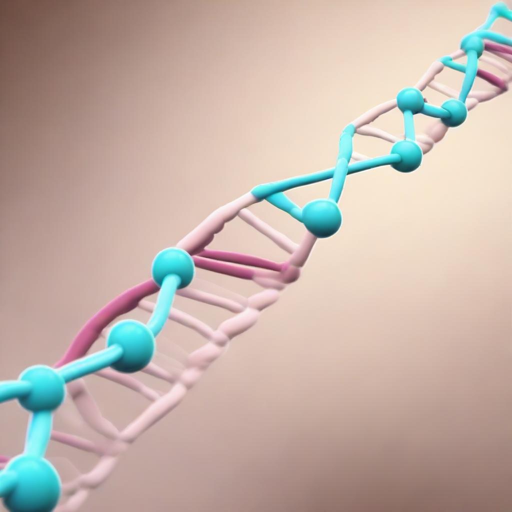 A highly detailed and scientifically accurate representation of DNA structure, showcasing the double helix design and the pairings of adenine with thymine, and cytosine with guanine.