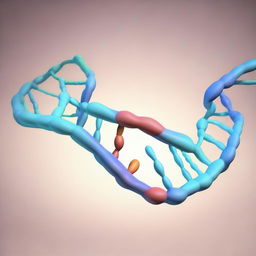 A highly detailed and scientifically accurate representation of DNA structure, showcasing the double helix design and the pairings of adenine with thymine, and cytosine with guanine.