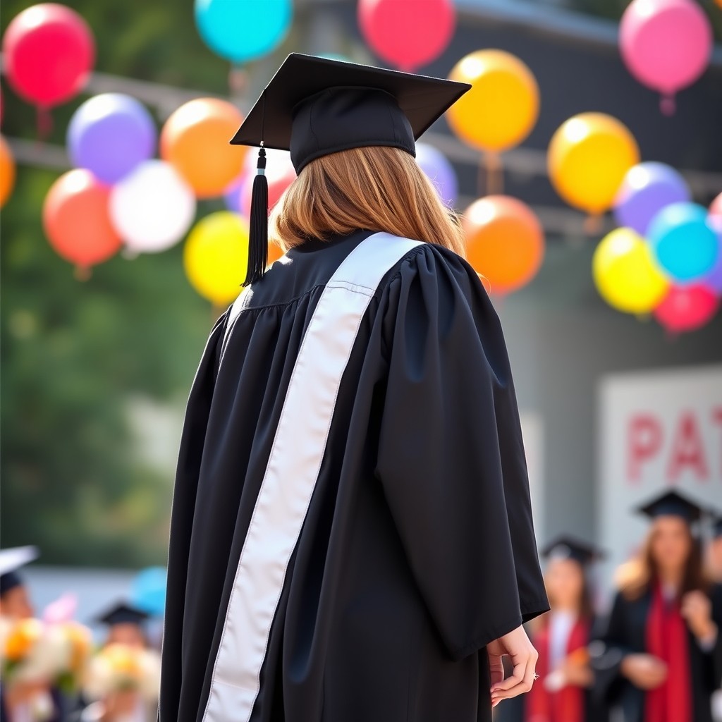 Elegant Black Graduation Robe with White Stripe | Celebrate Your ...