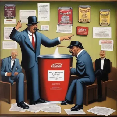 The artist incorporated the concept of antitrust law into their painting to criticize the negative effects of monopolies on the market.