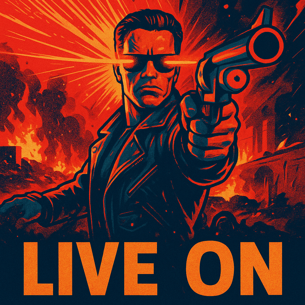 COLOQUE RAIOS SAINDO DOS OLHOS NA IMAGEM, E A FRASE 'LIVE ON' FORMATO PNG, 1280X720.