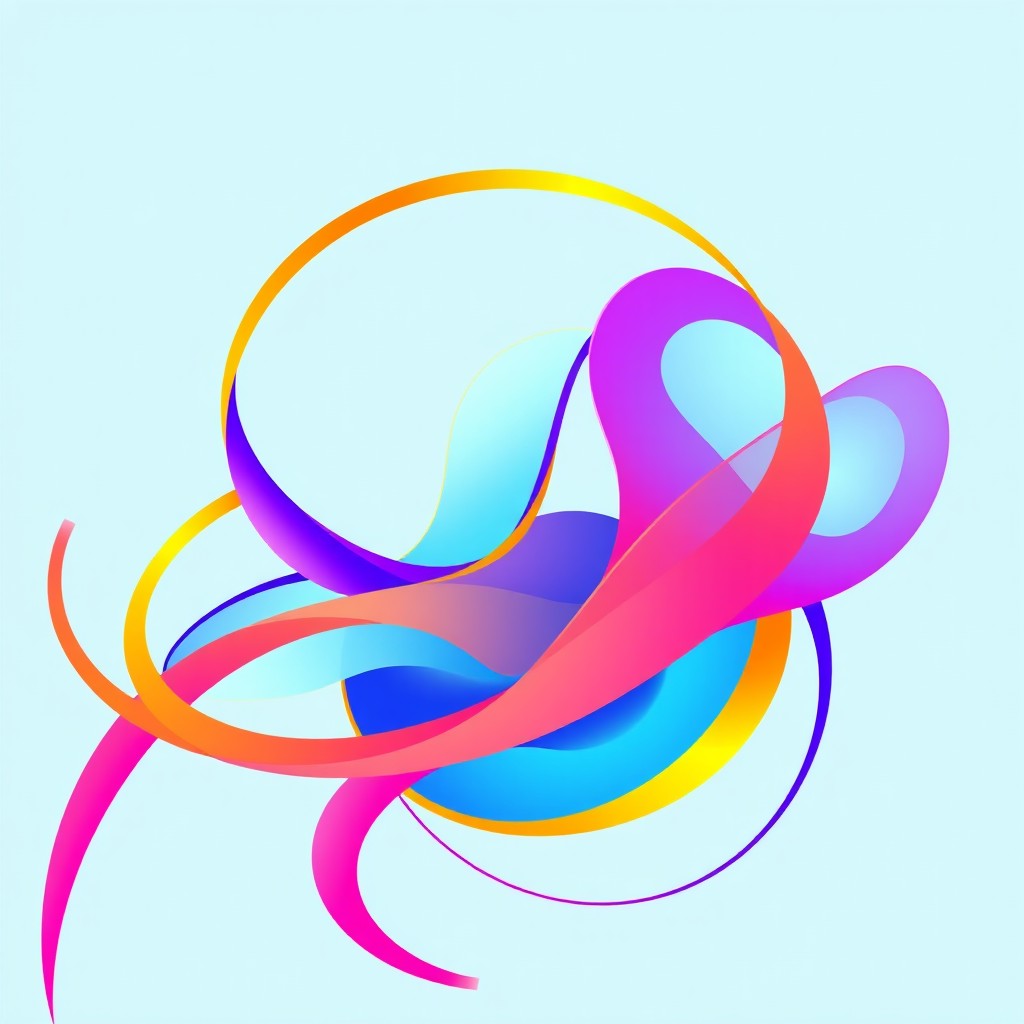 A stylized contour graphic illustration, showcasing a series of vibrant and flowing lines that create an abstract composition