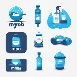 Design a business logo for 'MYOB Water Refilling Station'. Incorporate elements signifying water and refilling. Make sure 'MYOB' and 'Water Refilling Station' are prominently featured.