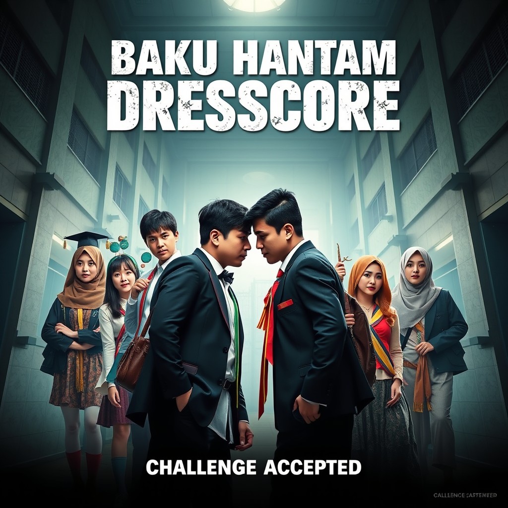 A thrilling movie poster for a film titled 'Baku Hantam Dresscore'