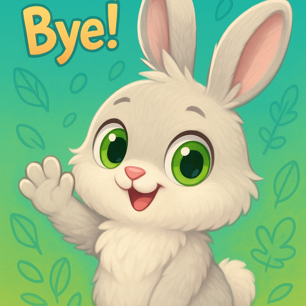 Adorable Cartoon Bunny Waving Goodbye - AI Image Ideas