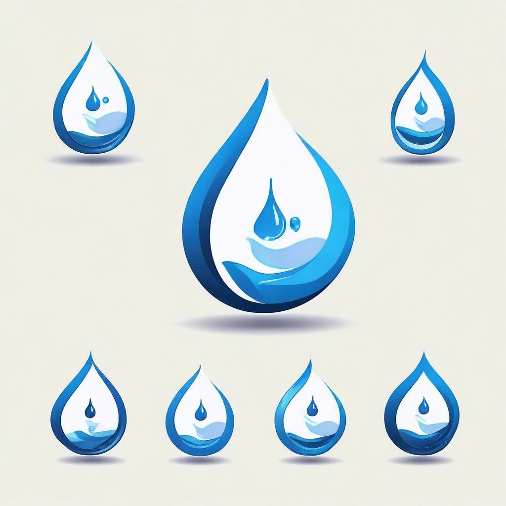 Design a business logo where the letters 'M', 'Y', 'O', 'B' are separate elements, depicting 'Water Refilling Station'. Include imagery symbolic of water and refilling.