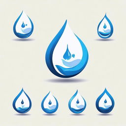 Design a business logo where the letters 'M', 'Y', 'O', 'B' are separate elements, depicting 'Water Refilling Station'. Include imagery symbolic of water and refilling.