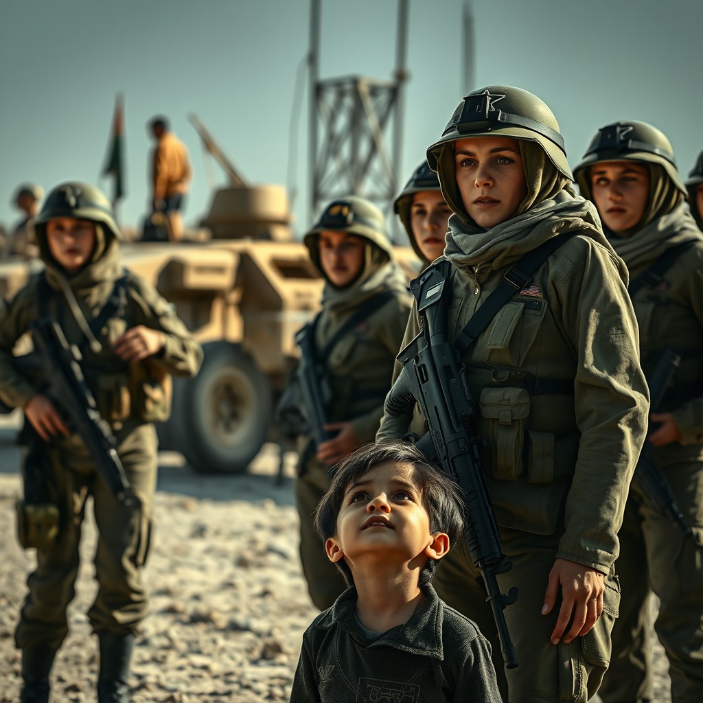 A powerful and emotional scene depicting the stark reality of conflict