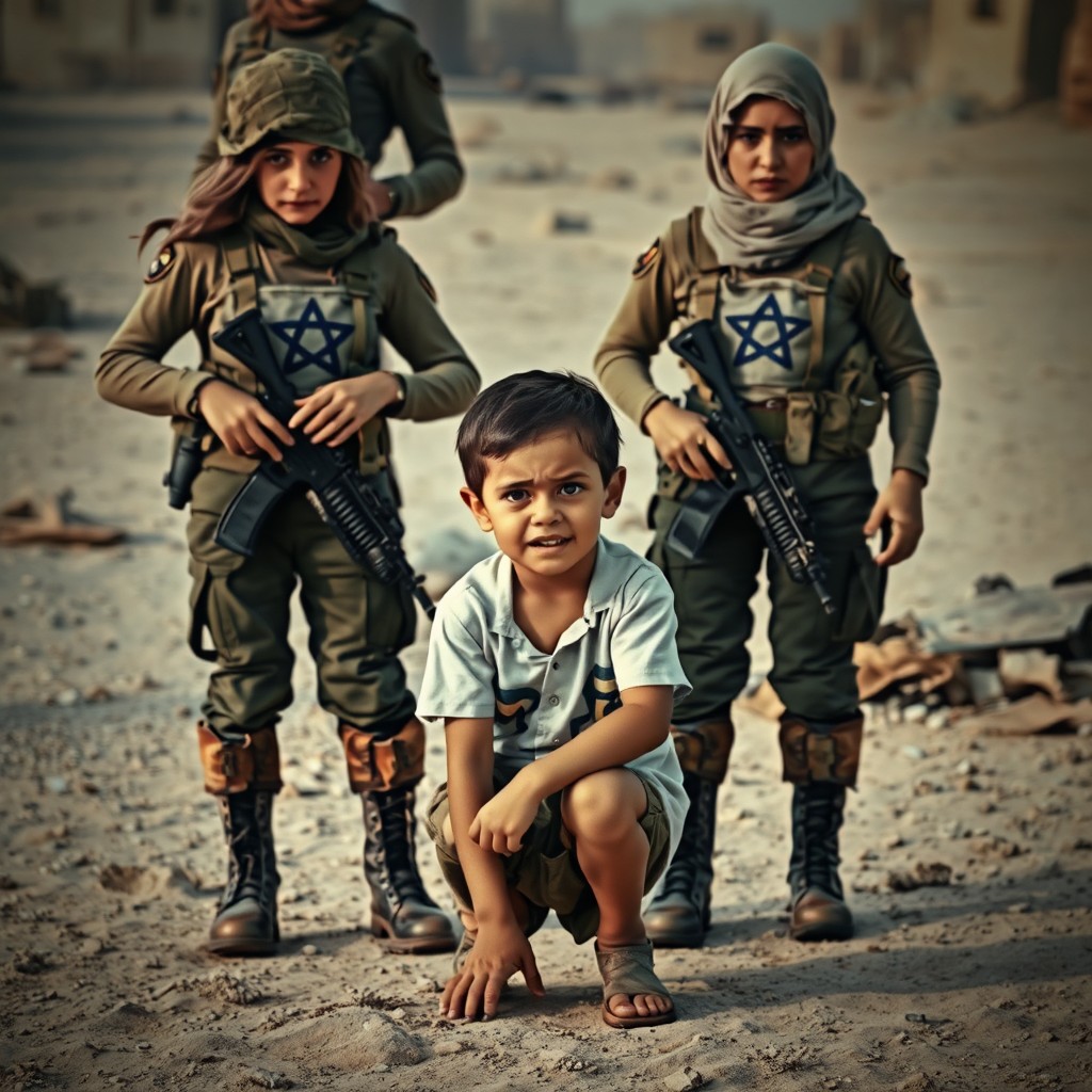 A powerful and intense scene depicting the harsh realities of conflict