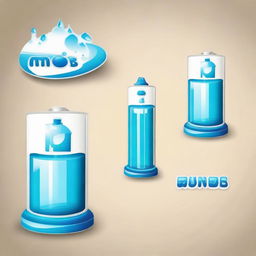 Create a business logo featuring 'MYOB' as the main element, with imagery that suggests a 'Water Refilling Station'. The design should be clean and compelling.