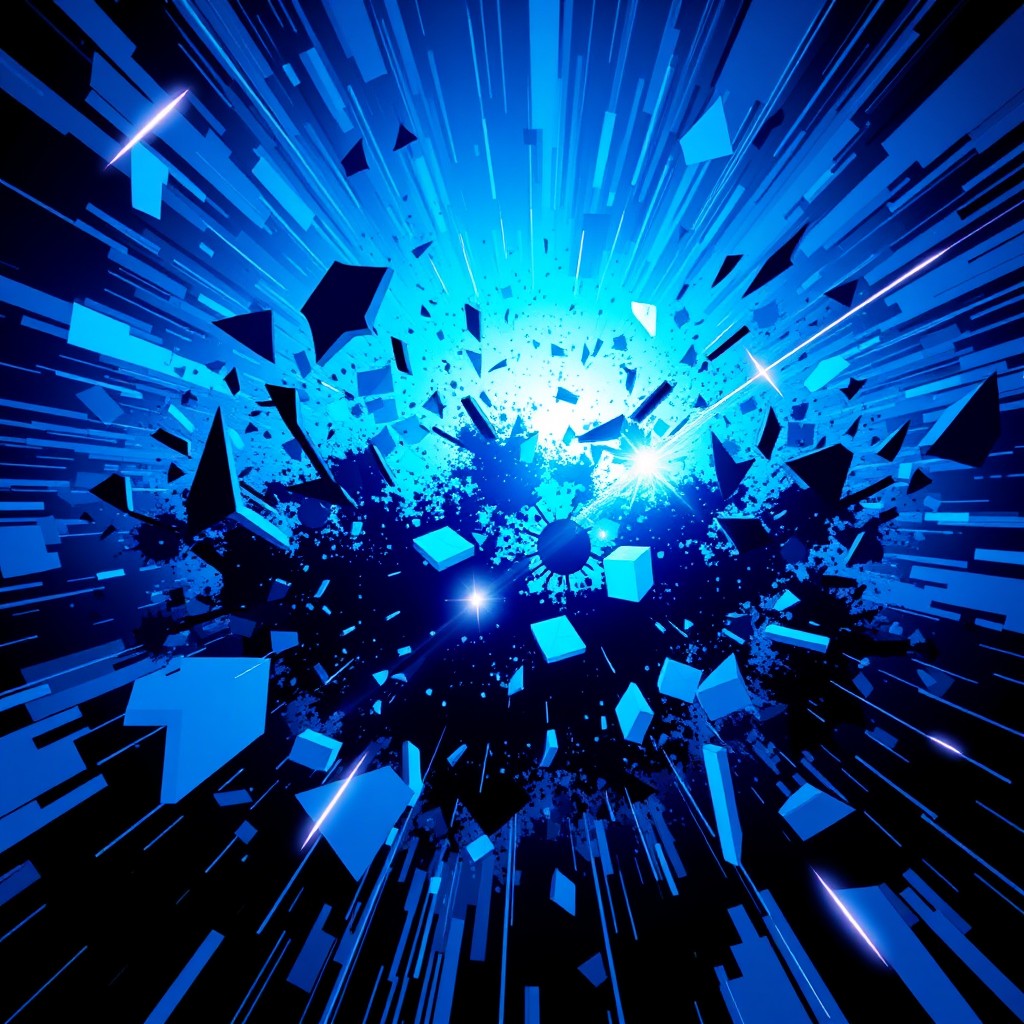 An intense and dynamic blue background that embodies a sense of panic within a Roblox-inspired theme