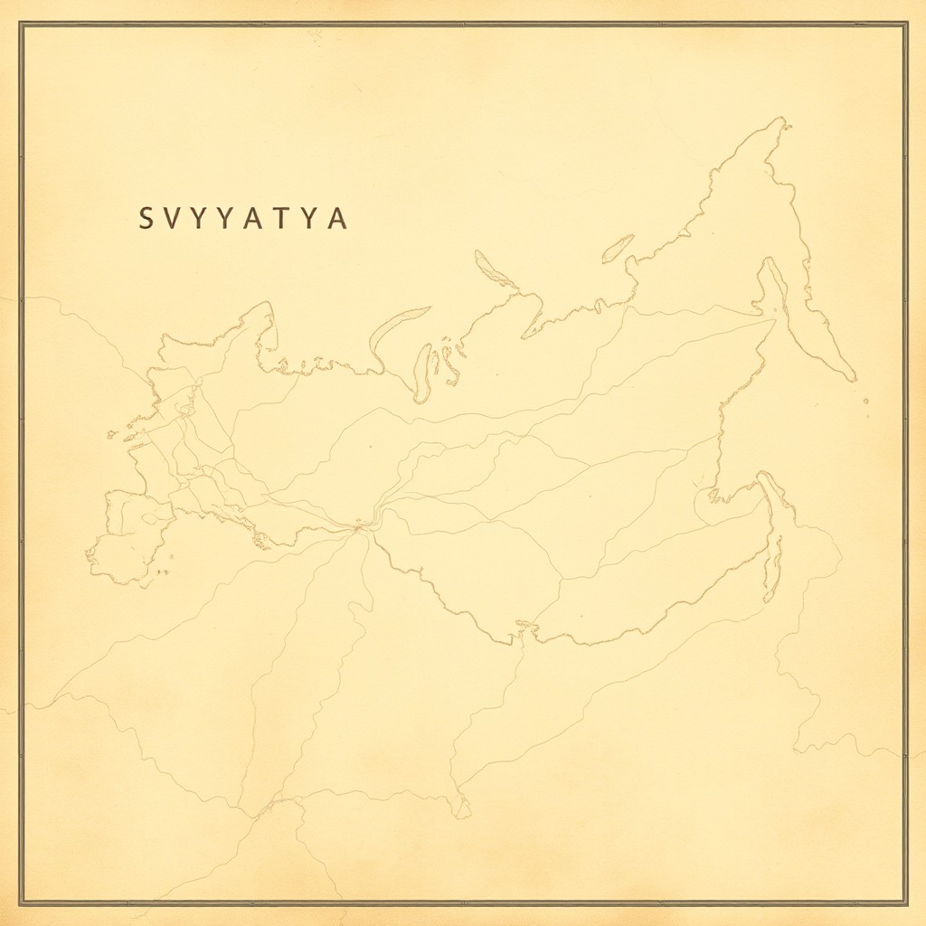 A large, beige World War I style map illustrating the country named Svyataya, designed to closely resemble the geographical outline of Russia