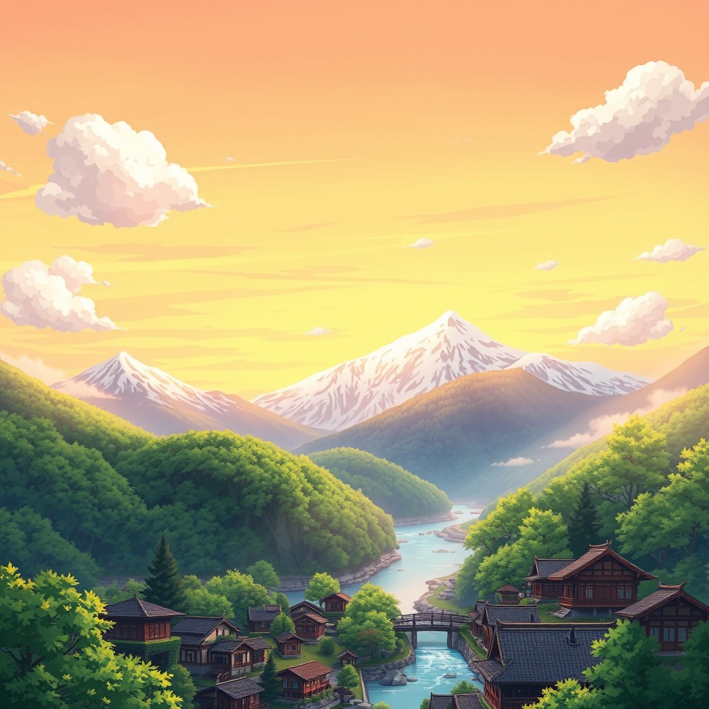 A breathtaking background in the style of Kimetsu no Yaiba, characterized by its stunning anime aesthetics