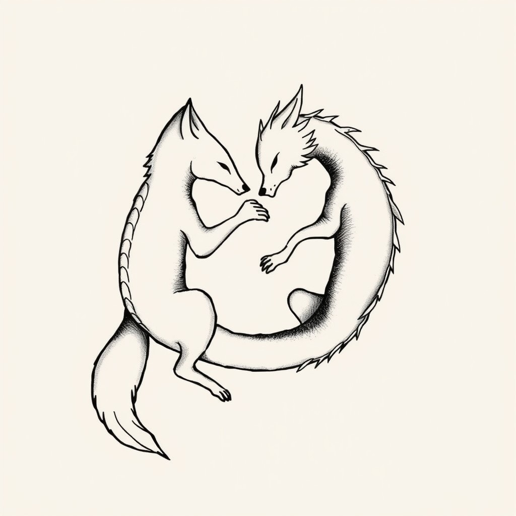 A tattoo design featuring a dragon inspired by Haku, which has four legs, a long serpentine body, and a soft, spirit-like aesthetic