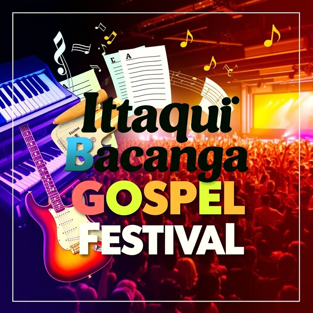 A vibrant and eye-catching poster design for the 'Itaqui Bacanga Gospel Festival'