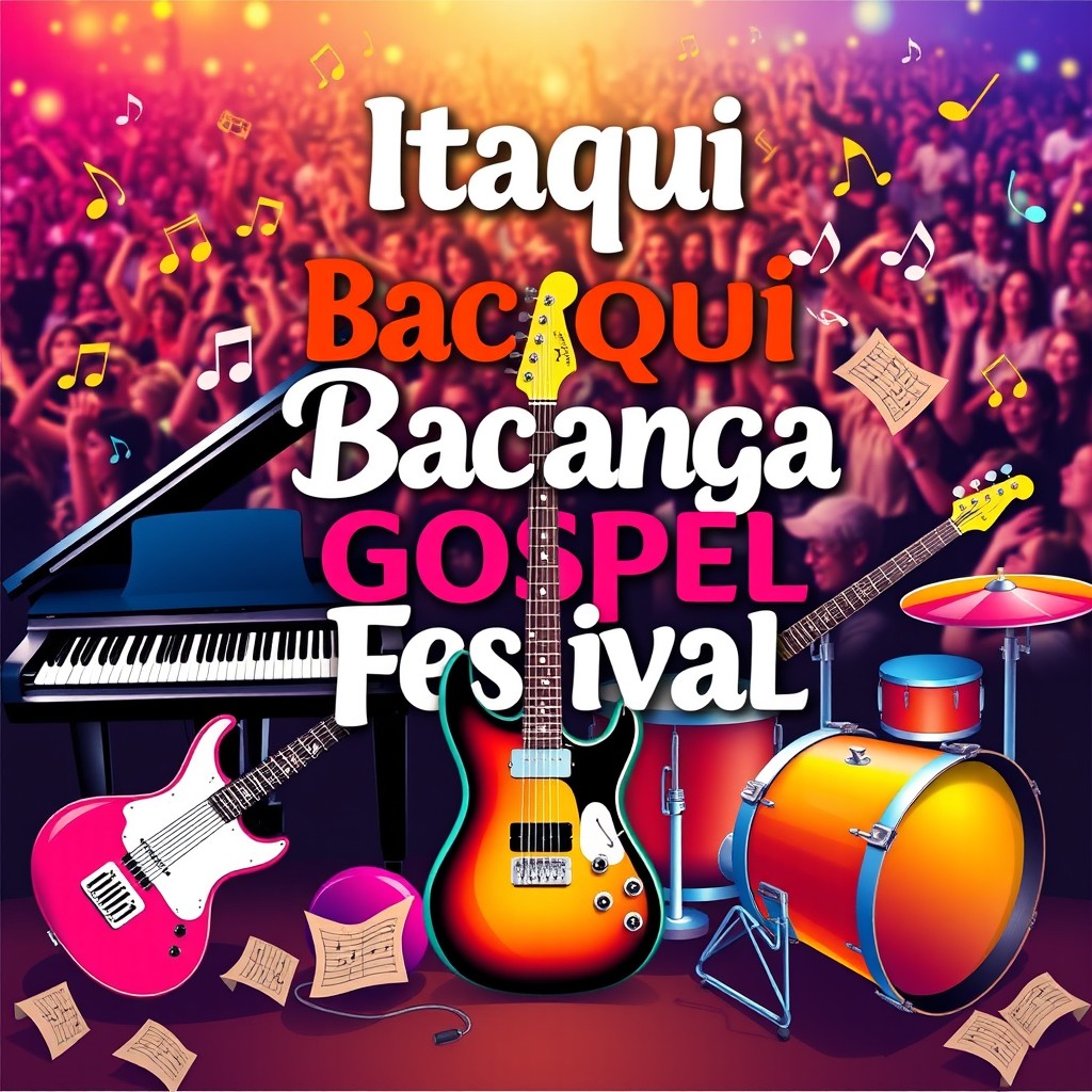 A vibrant and colorful poster for the "Itaqui Bacanga Gospel Festival"