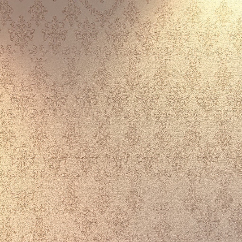 A textured rough wall that has been covered with a stylish wallpaper