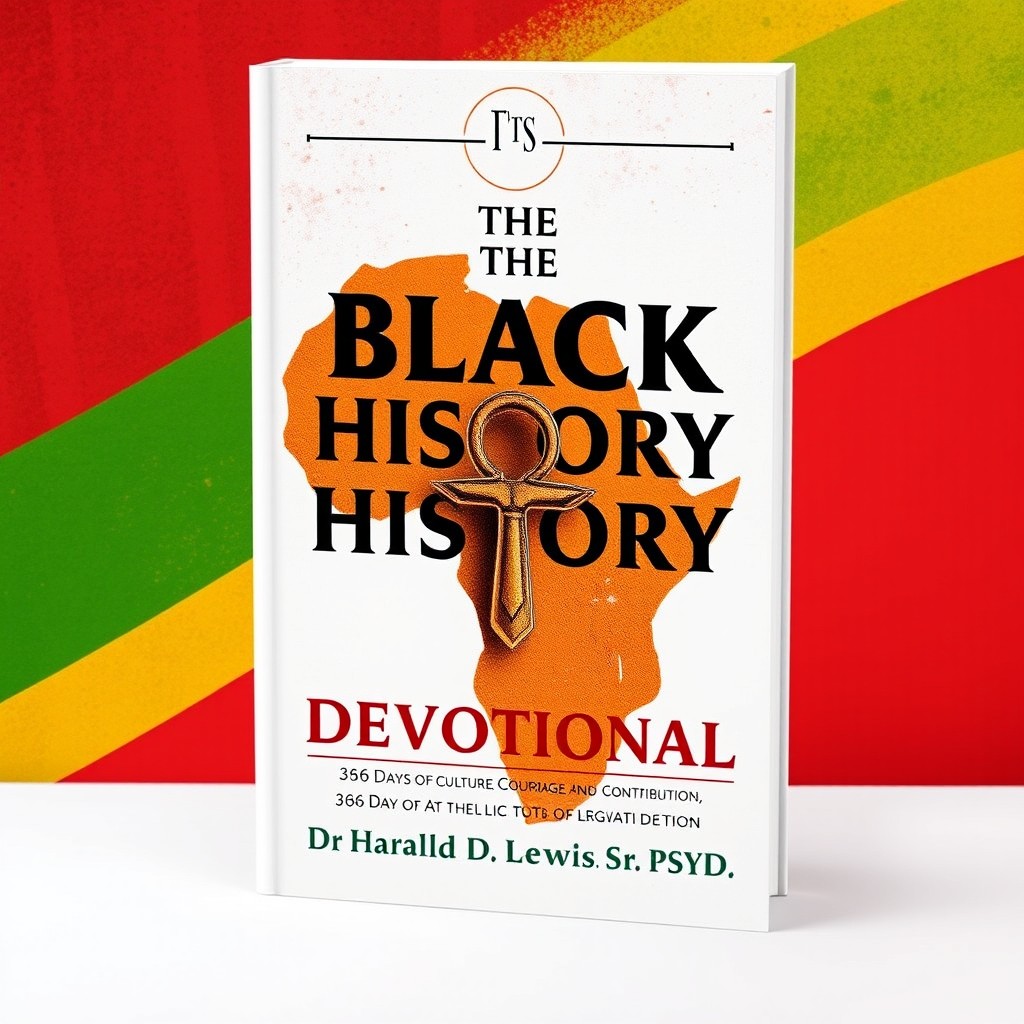 A book cover design for "The Black History Devotional: 366 Days of Culture, Courage, and Contribution by Dr