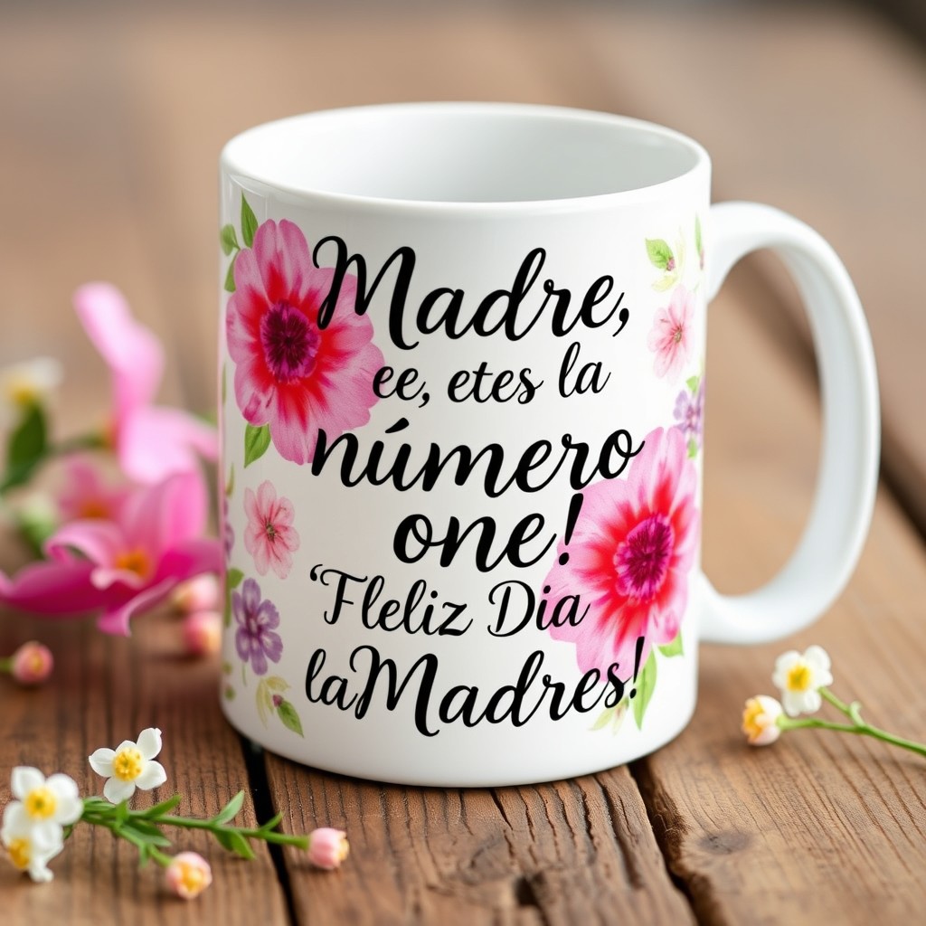 A beautifully designed coffee mug with the phrase "Madre, eres la número uno