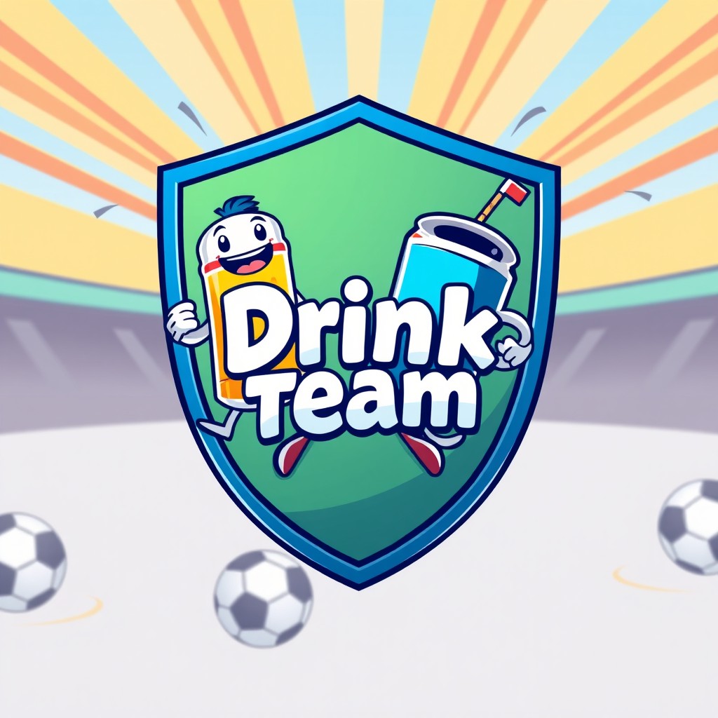 A humorous football (soccer) shield design featuring the name 'Drink Team'