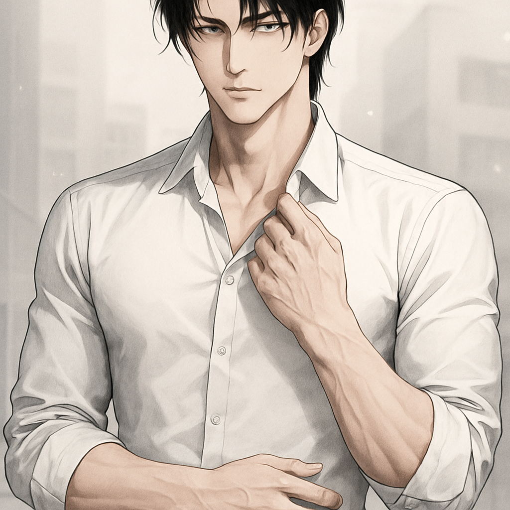 Realistic Anime Character Illustration: Confident Male Figure in Urban ...
