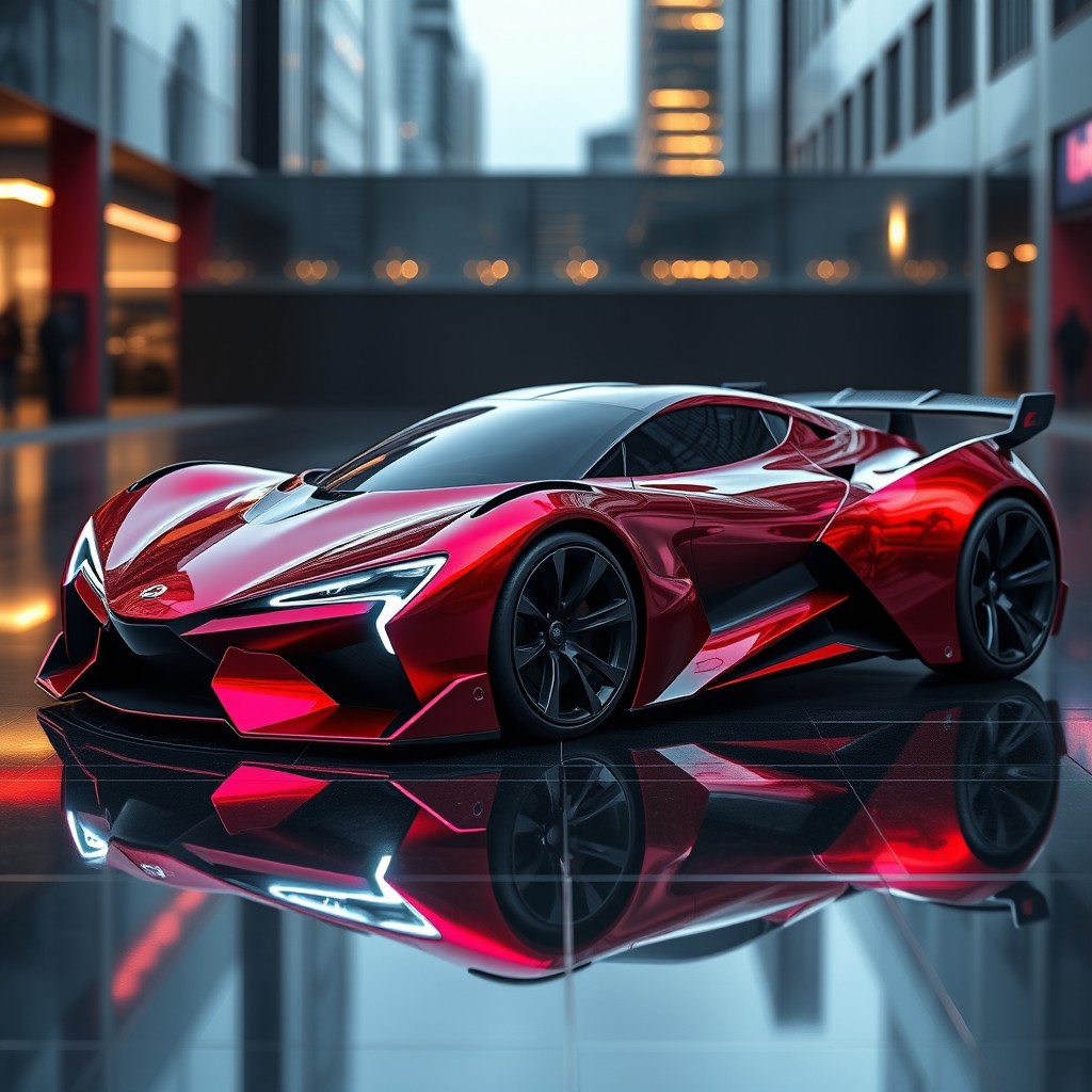 An imaginative hyper sports car that is a complete fabrication, showcasing cutting-edge design and technology