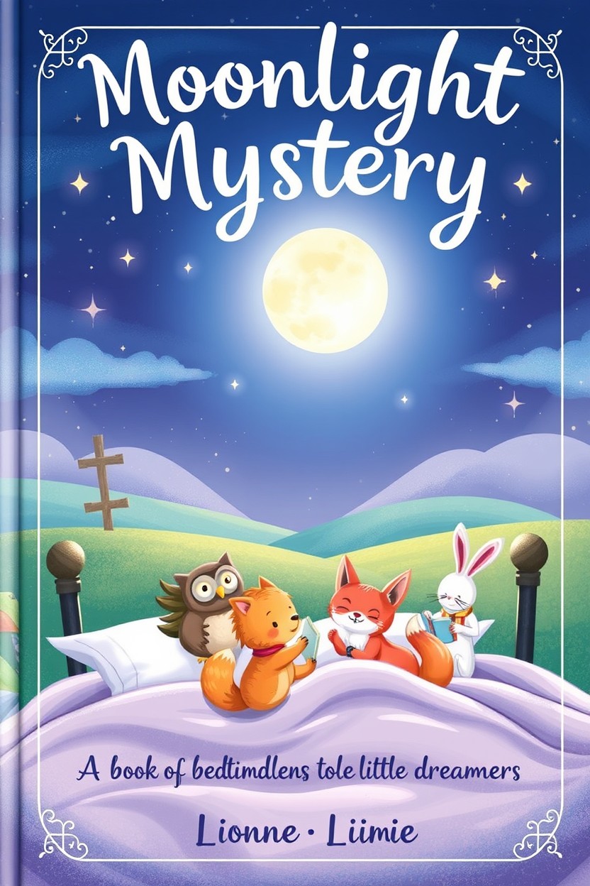 A whimsical and enchanting book cover design that captures the magic of moonlight and bedtime tales