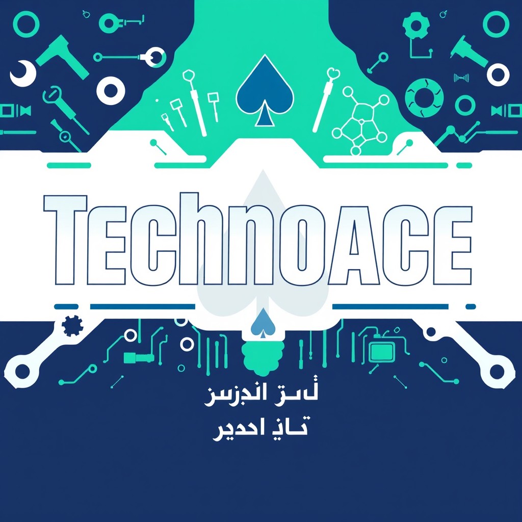 A visually striking design featuring the bold text "Technoace" in a contemporary font