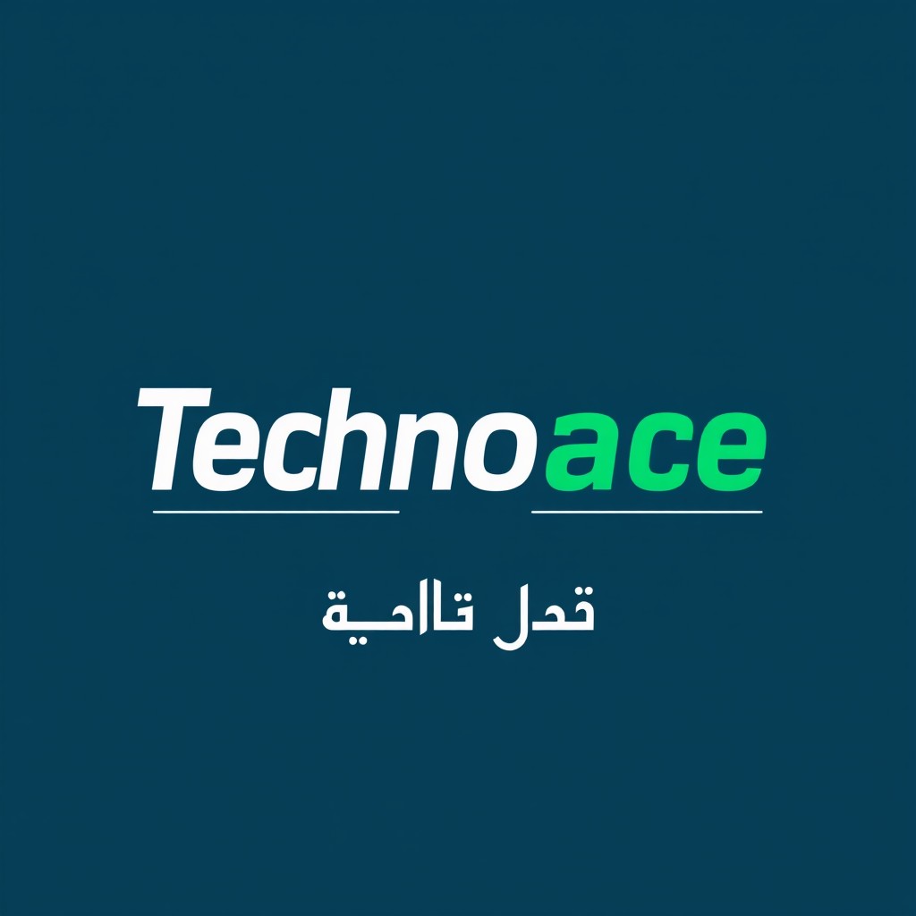 A sleek and modern graphic design featuring the word "Technoace" prominently displayed in a bold, futuristic font