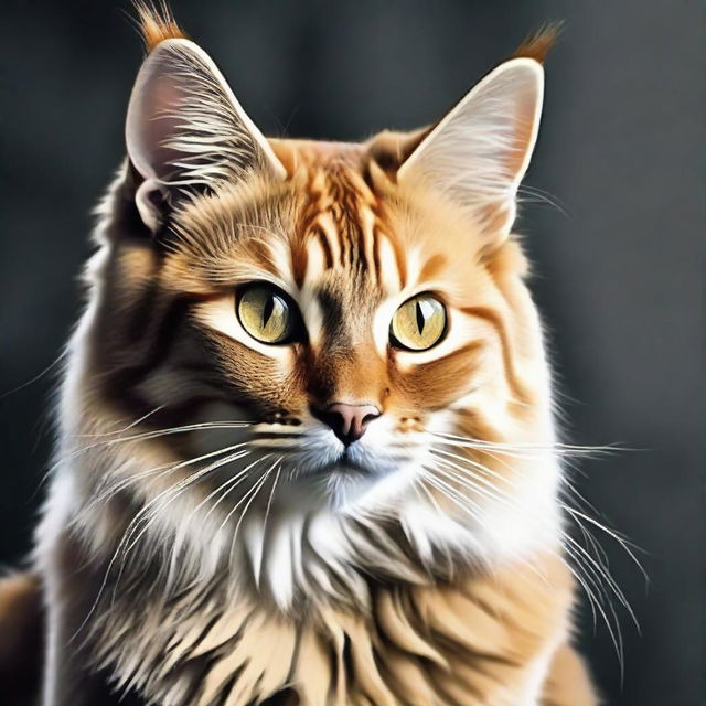 Generate an image of an extraordinarily majestic cat. It is muscular, its coat is glossy and its intense gaze commands respect and admiration.