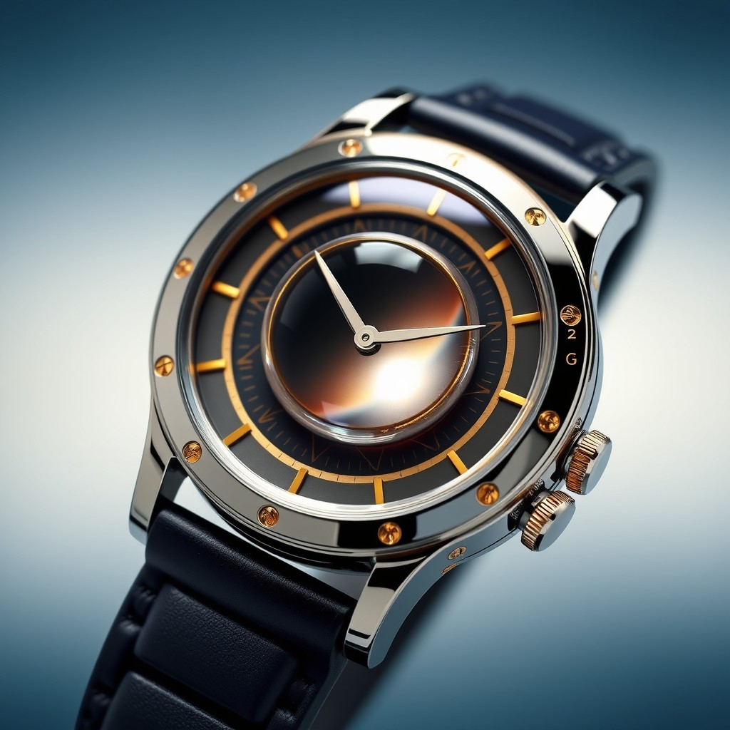 A stunning limited edition watch named 'Reloj Eclipse Real' featuring a dynamic sphere that simulates an eclipse, beautifully showcasing the movement of the sun being obscured