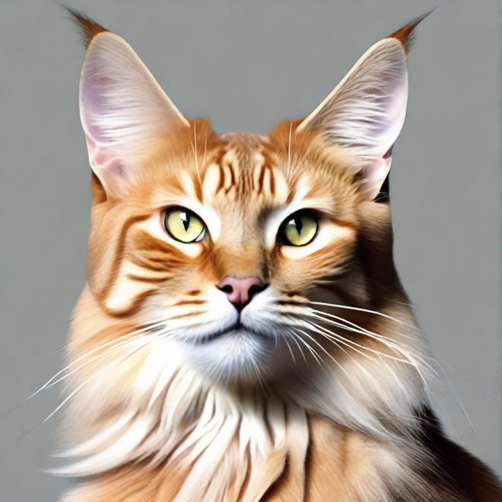 Generate an image of an extraordinarily majestic cat. It is muscular, its coat is glossy and its intense gaze commands respect and admiration.