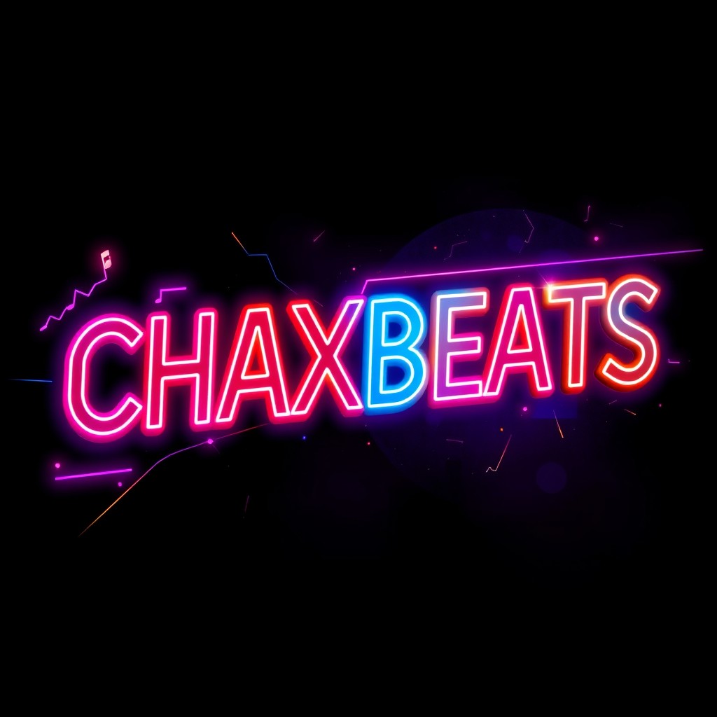 A vibrant and dynamic electric font showcasing the word 'CHAXBEATS'