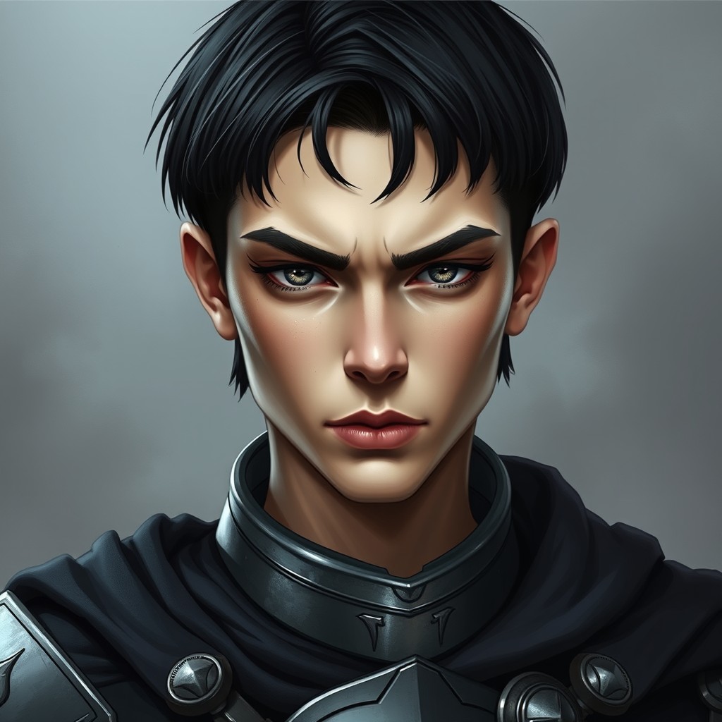 An androgynous young noble face aged between 25 to 28 years