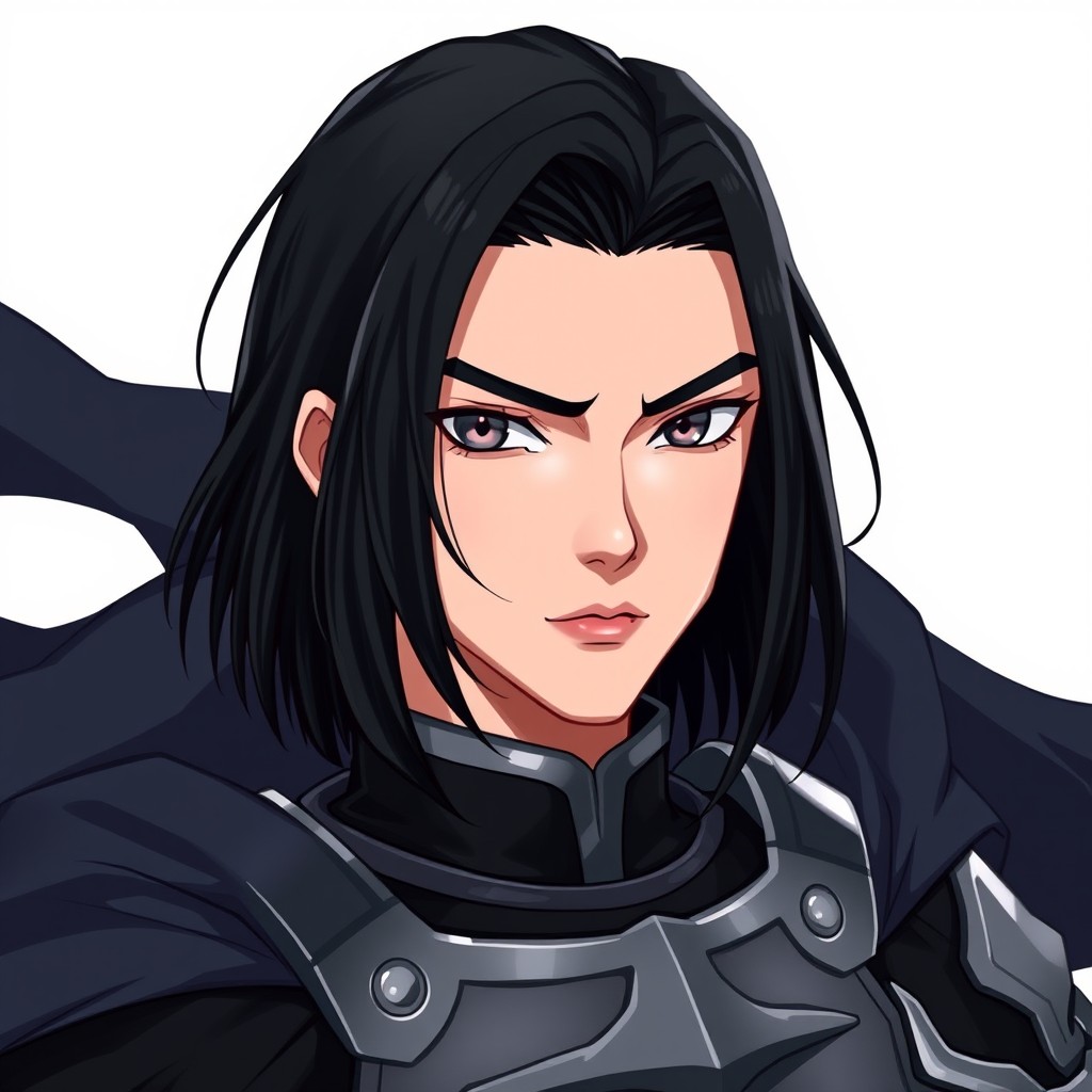 Androgynous face of a character aged between 25 and 28 years