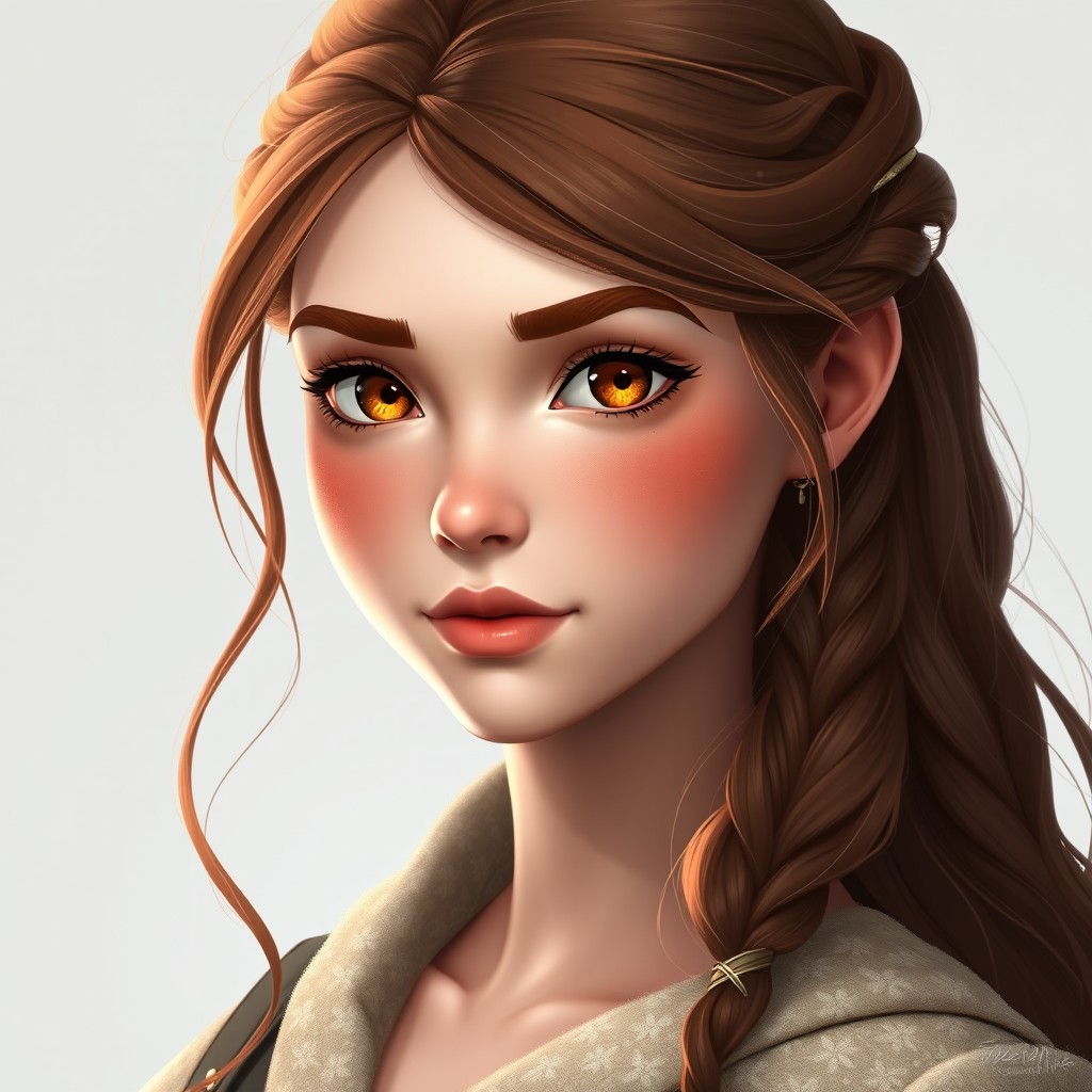 A 24-year-old young woman with a delicate yet strong face