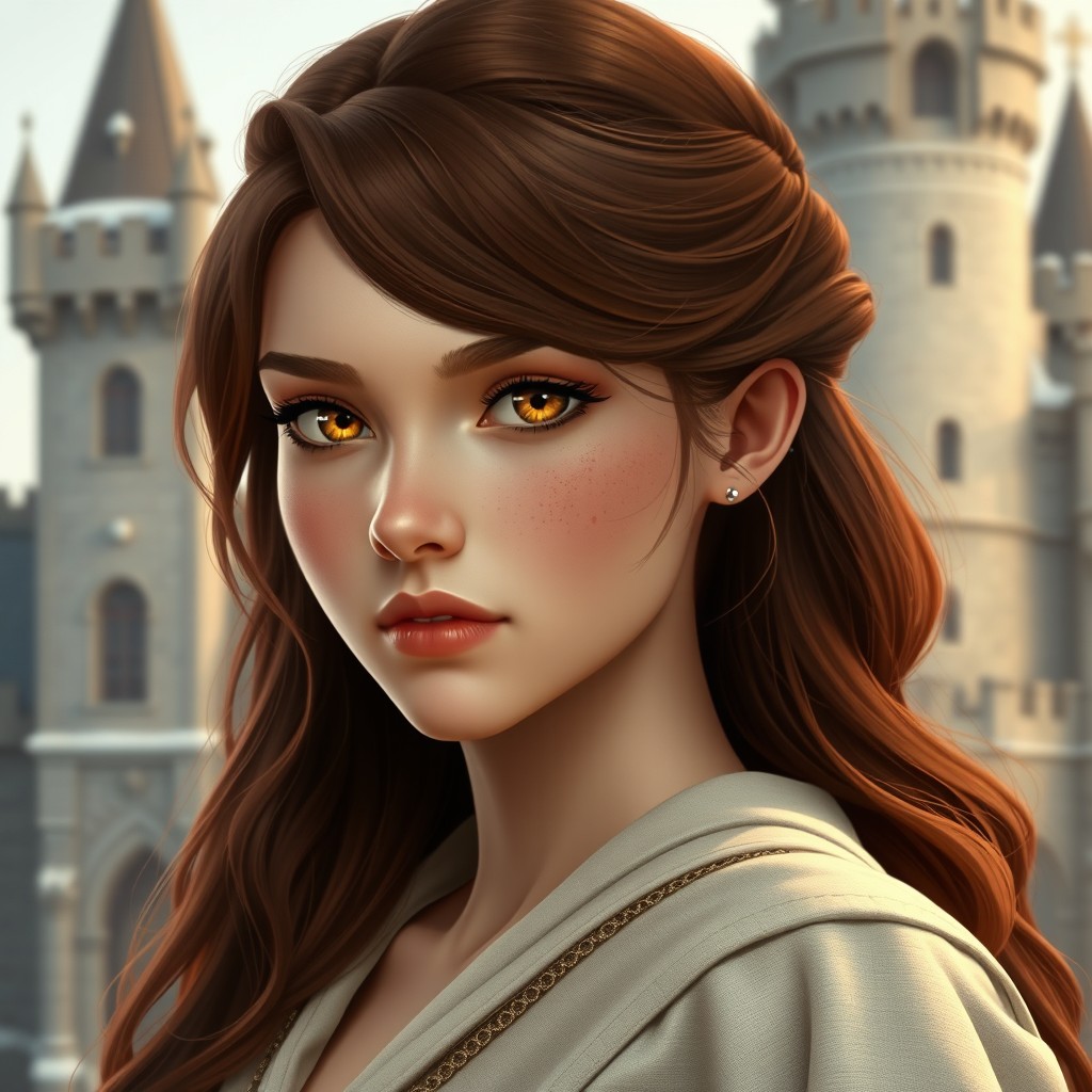 A 24-year-old young woman with a delicate yet strong face