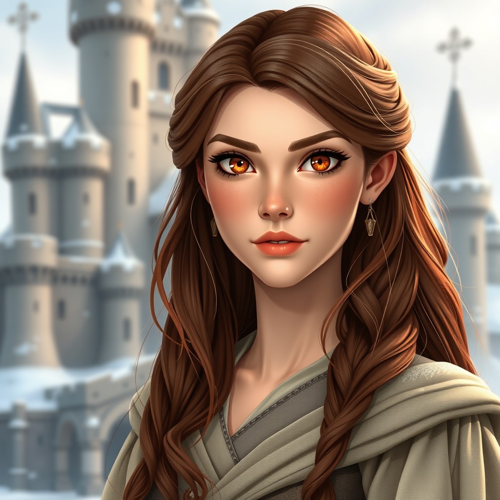 A 24-year-old young woman with a delicate yet strong face