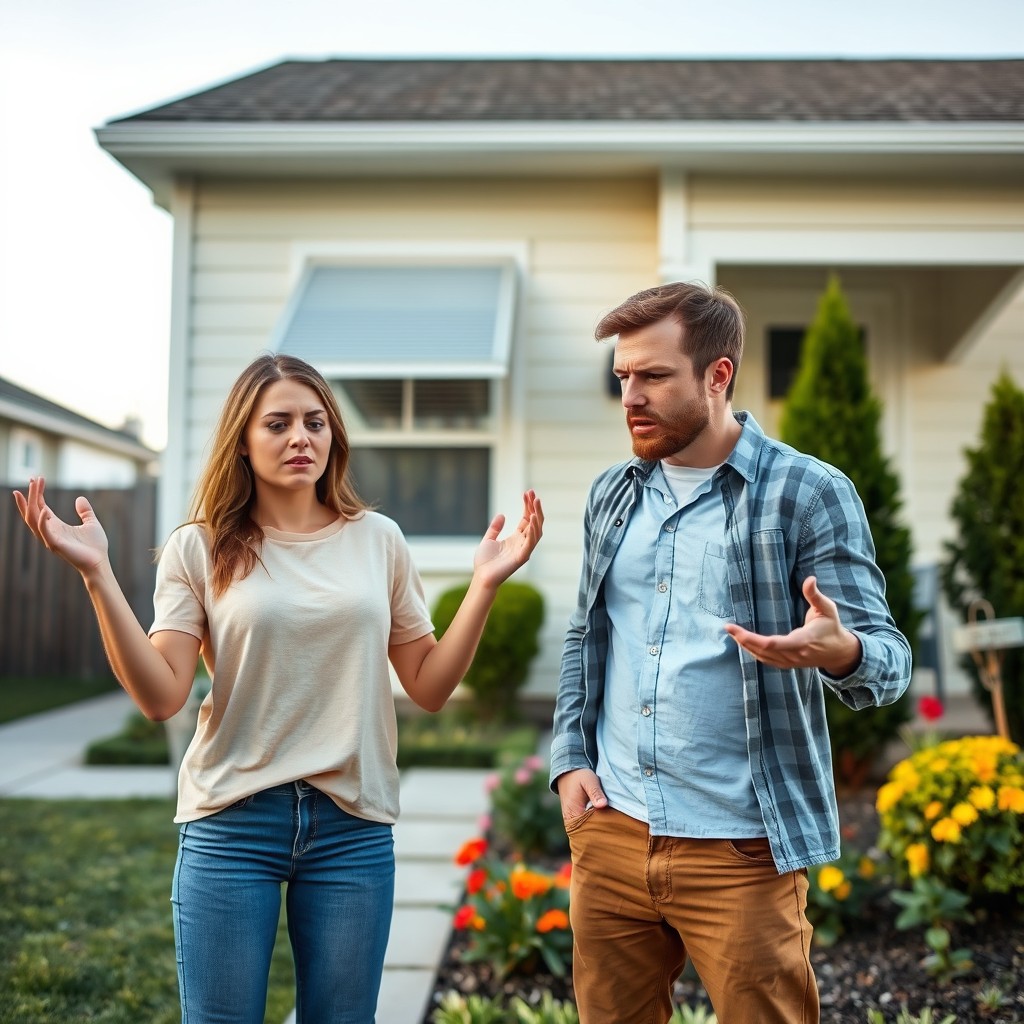A young couple in the midst of a heated argument, displaying intense emotions and frustration