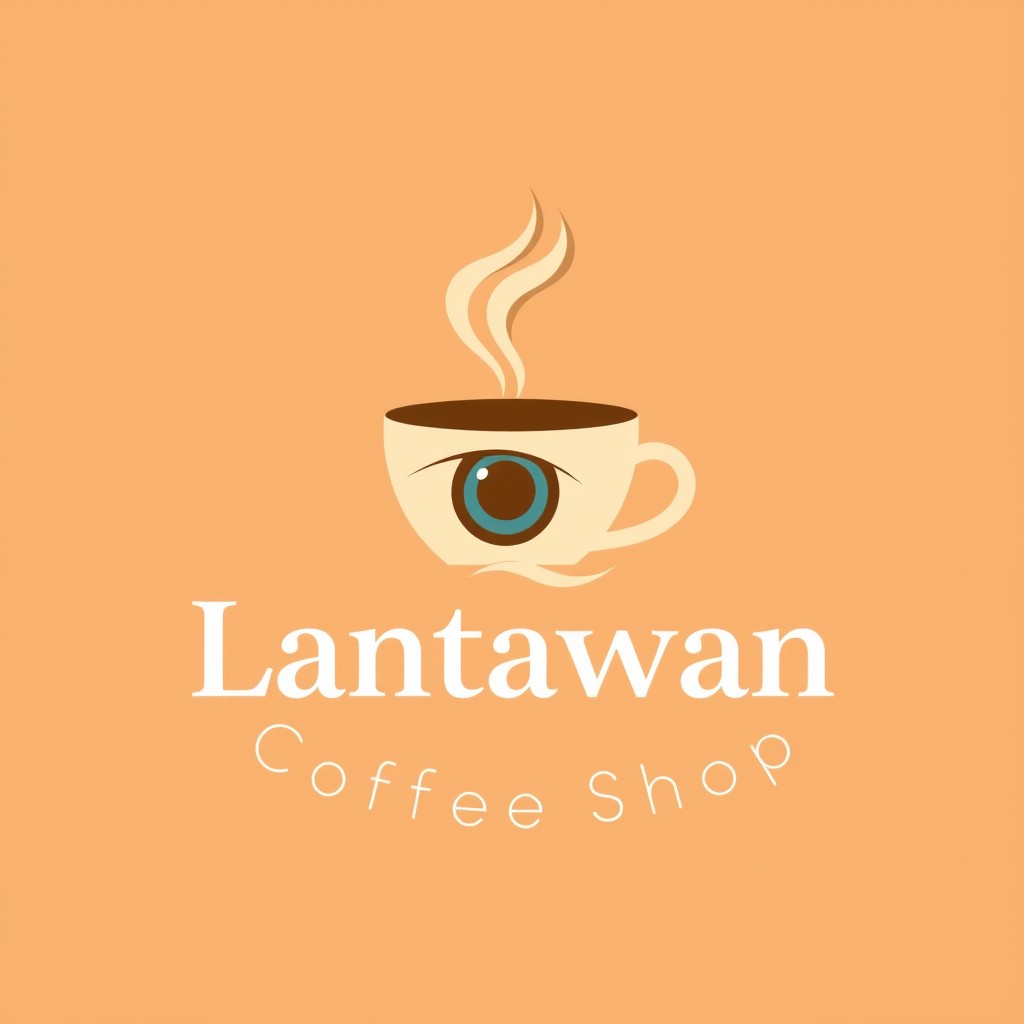 A unique logo design for 'Lantawan Coffee Shop', creatively incorporating the dual meaning of 'lantawan', which means 'to see' and 'to deep dive into thoughts'