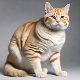 Amplify the image of the already muscular cat. Enhance its physique to a fantastical extreme, making its muscles larger and more defined, dwarfing its original size.