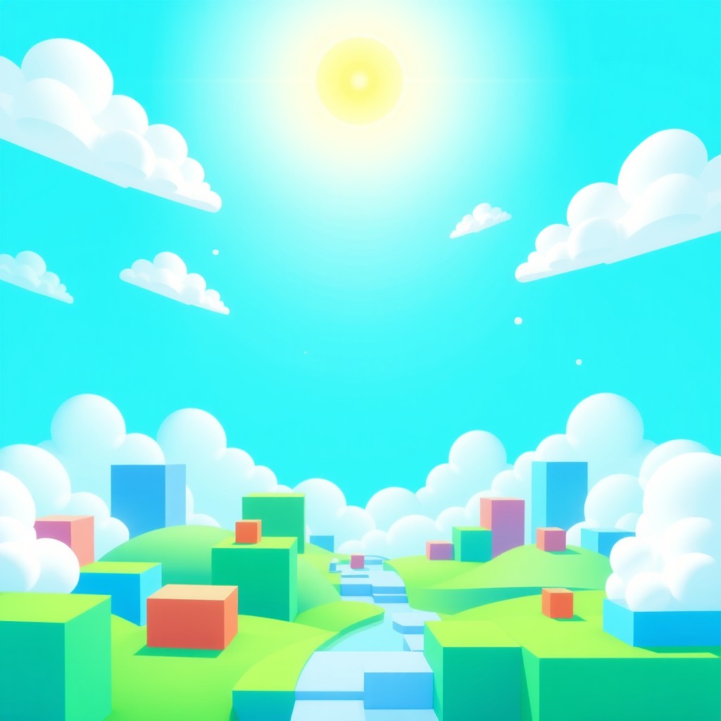 A vibrant, stylized background inspired by the game Roblox, featuring a vivid blue color palette