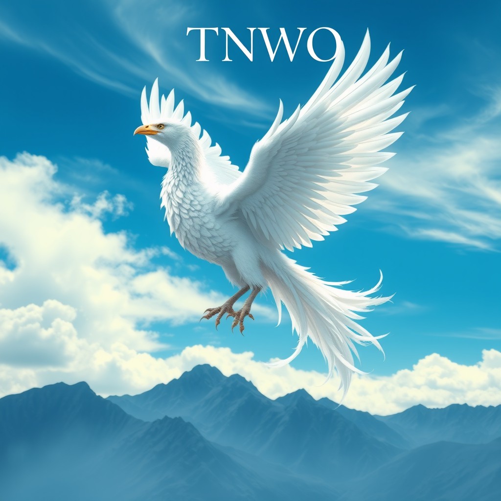 An epic, majestic white phoenix with a stunningly detailed plumage, featuring shimmering feathers and an ethereal glow