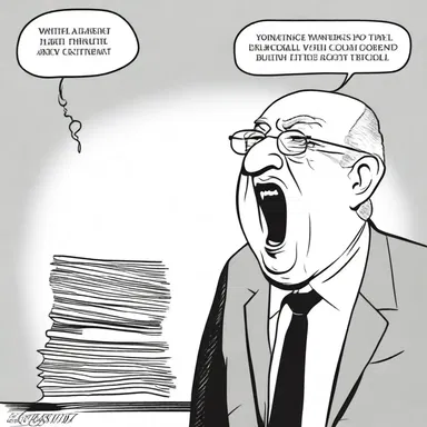 The editorial cartoon depicted a political leader as an aphasic, mocking their hindered ability to communicate coherently.