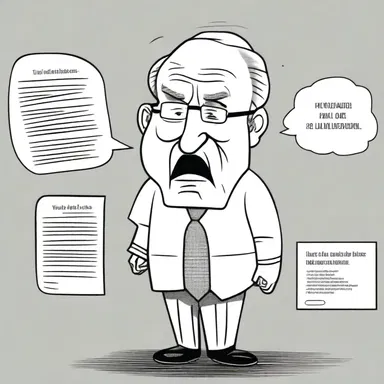 The editorial cartoon depicted a political leader as an aphasic, mocking their hindered ability to communicate coherently.