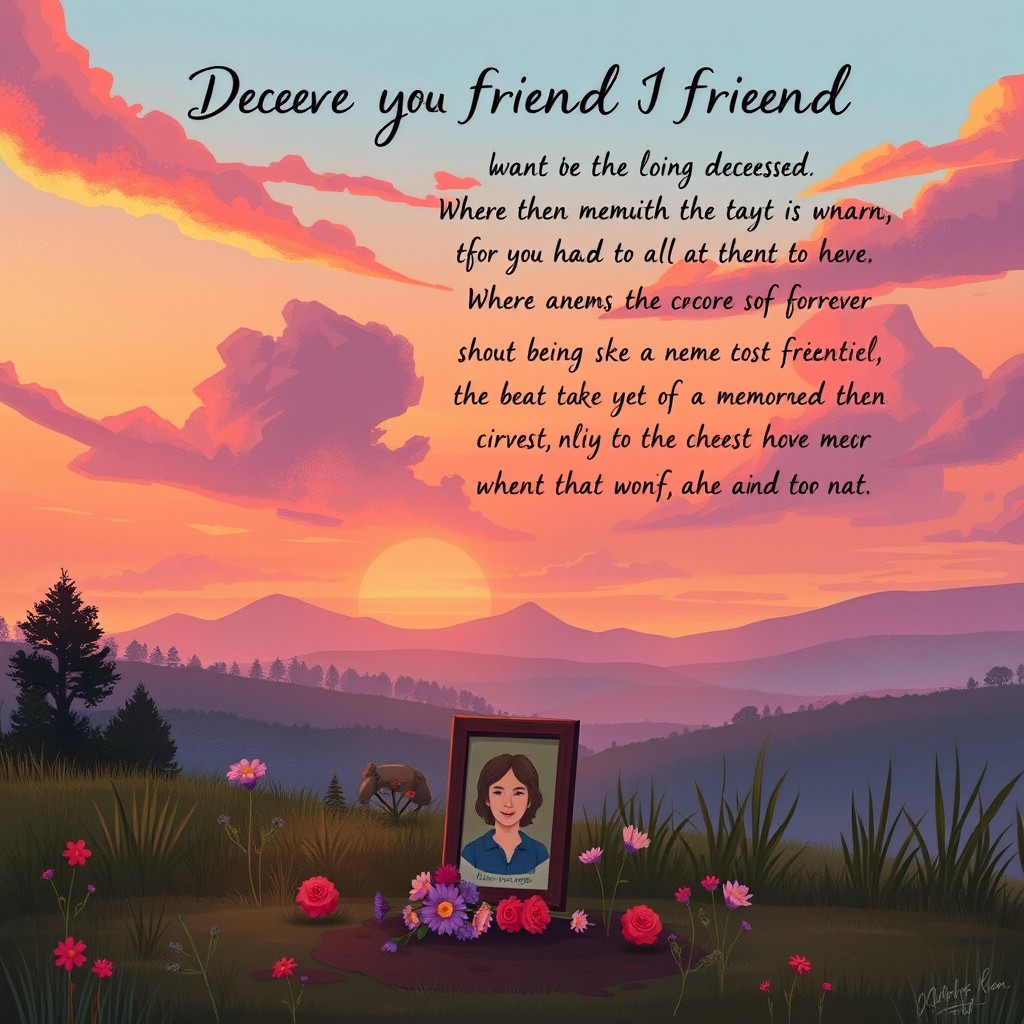 A poignant tribute illustration dedicated to a deceased friend, capturing the essence of their character and the memories shared